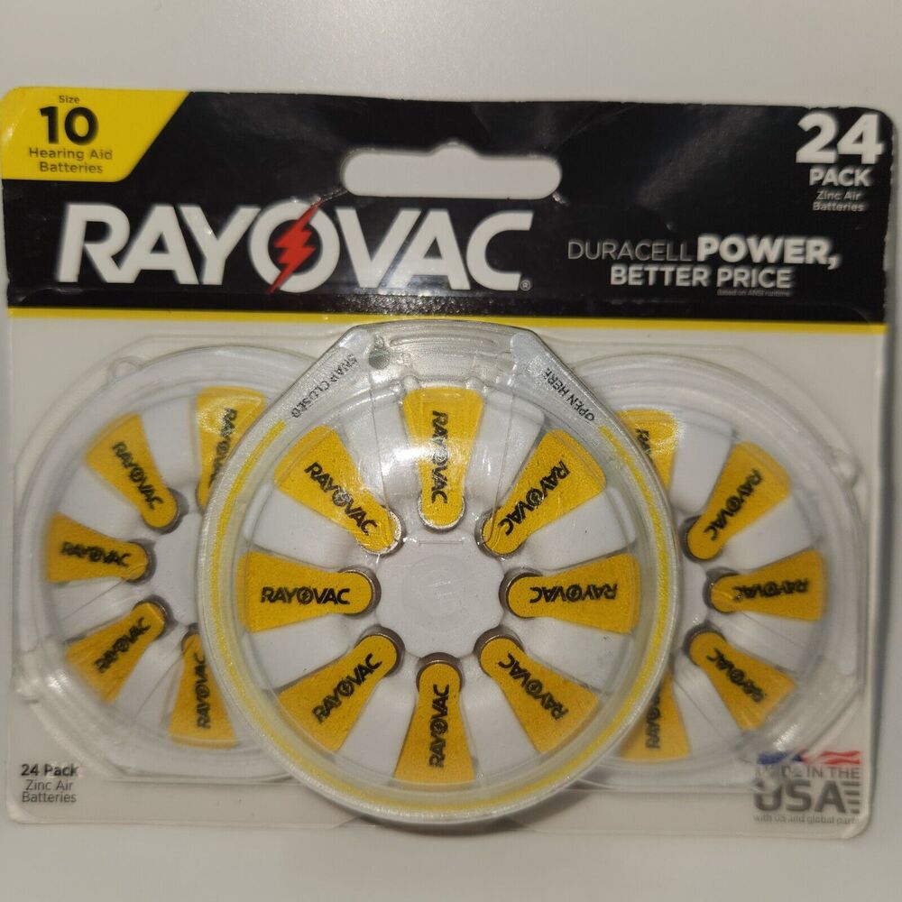 Rayovac Zinc Air Hearing Aid Batteries, Size 10 (24 Pack)